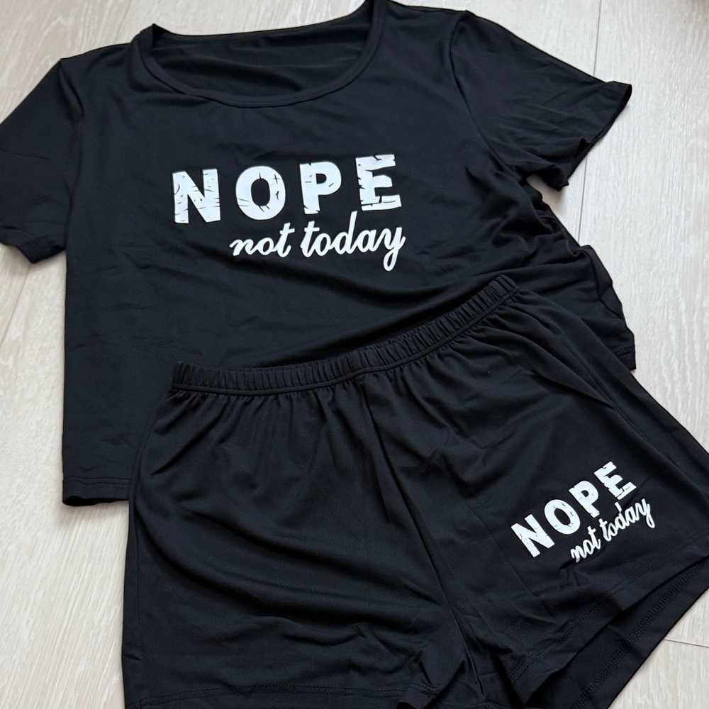 3/$10 Black Pajama Set with “Nope. Not Today” Print - Picture 2 of 4